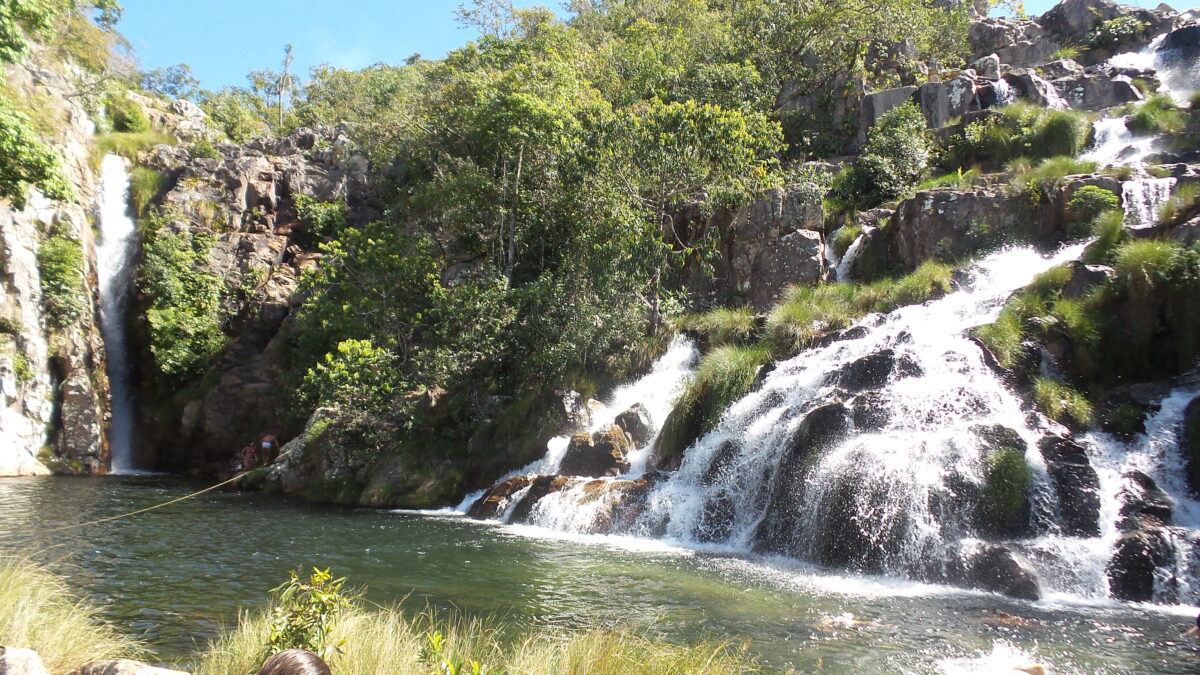 Cachoeira Capivara, perto da Cachoeira Santa Barbará, situada na comunidade quilombola Kalunga Engenho 2 em Cavalcante, GO.